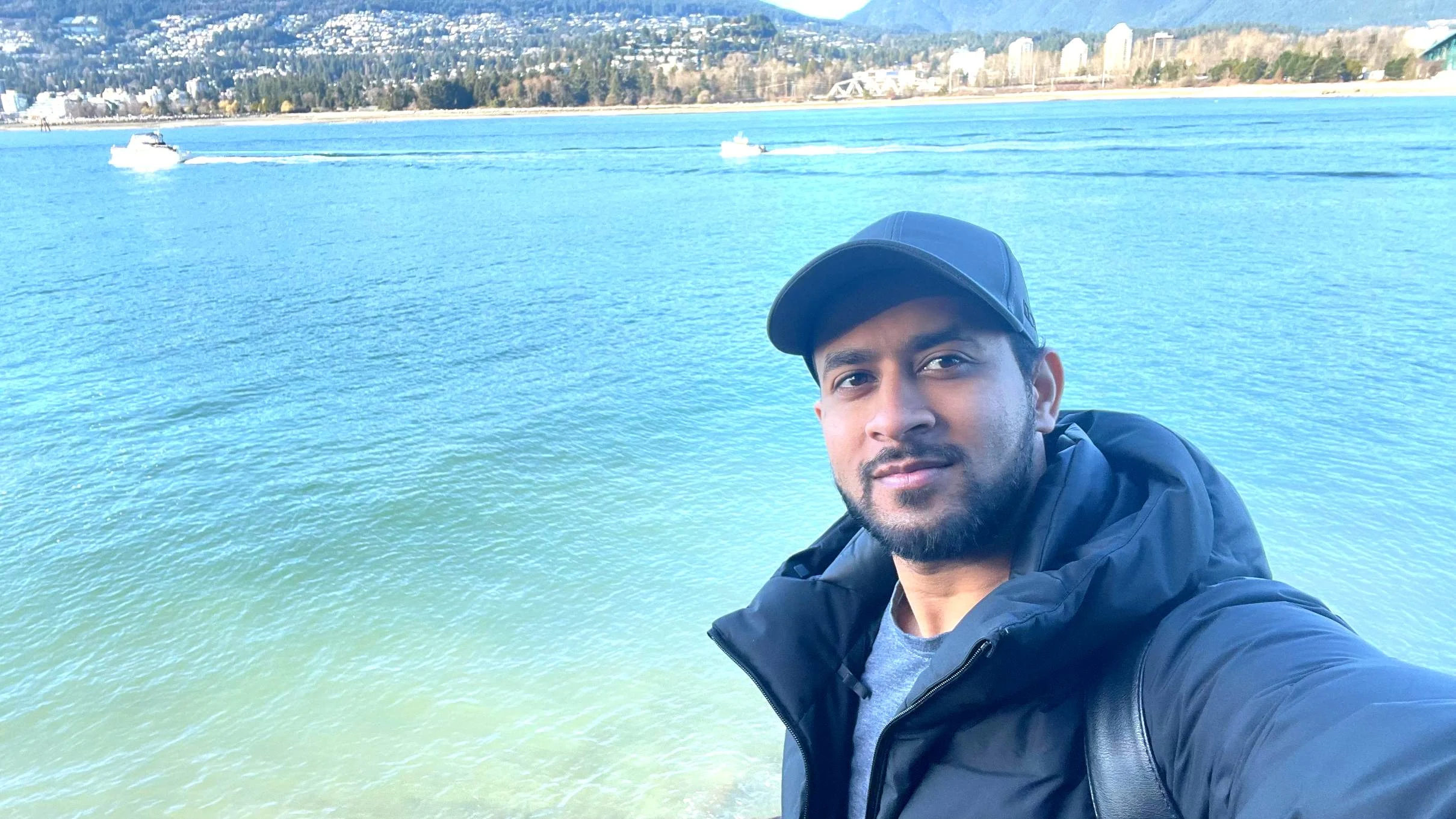 Atta Rahman exploring creative inspiration along the Vancouver waterfront